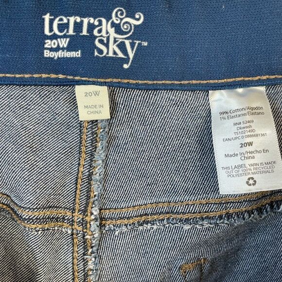 Terra & Sky Boyfriend Cropped Denim Jeans Size 20W EUC - Picture 5 of 5